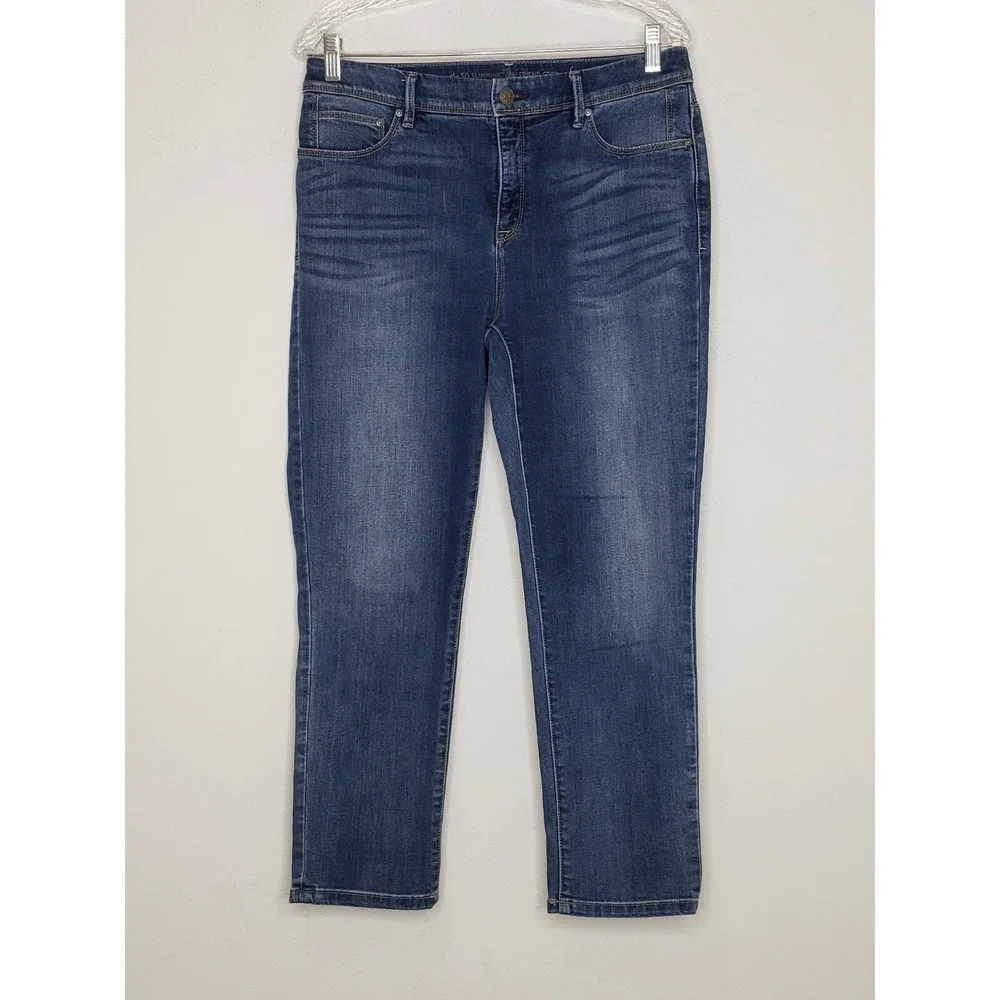 Chico's Cropped Jeans Sz 0.5 Med Wash Blue So Slimming Girlfriend Crop High Rise